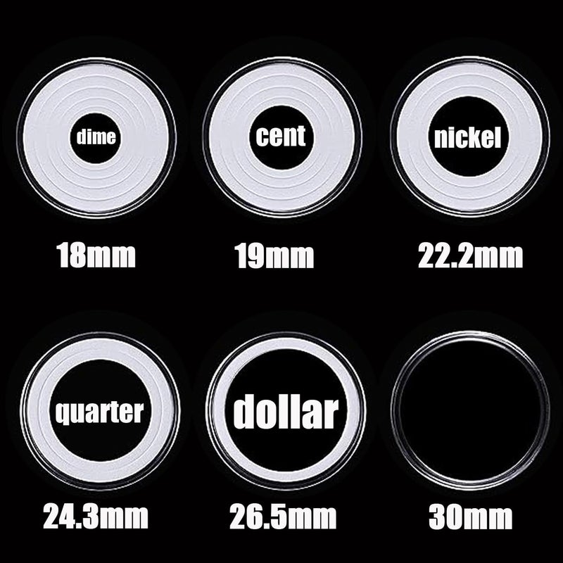 MUQING 240 PCS 30mm Plastic Coin Capsule Holder, 5 Sizes Protect Gasket Coin Case for Collectors, Round Coin Collecting Supplies with Storage Box - Image 5